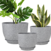 Plant Pots 12 10 9 Inch Set of 3, Flower Pots with Multi Mesh Drainage Holes, Large Planters for Indoor Outdoor Garden Plants and Flowers (Gray)