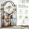5-Tier Tall Indoor Plant Stand, 74.8'' Arched Metal Flower Shelf with Hanging Hooks, Large Bonsai Pots Display Rack for Indoor, Balcony, Living Room - Image 5
