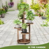5 Tier Tall Plant Stand Indoor, Corner Wood Plant Shelf with Wheels for Multiple Plants, Tiered Flower Stand for Patio Garden Balcony Living Room Bedroom - Image 8