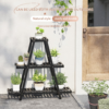 Plant Stand for Indoor Outdoor Tiered Plant Shelf 3 Tier 8 Potted Bamboo Flower Holder Ladder Rack for Multiple Triangle Table Plant Pot Stand (Black 3-Tier) - Image 5