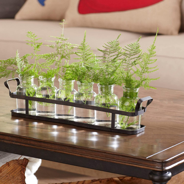 6Pc Glass Flower Vase with Metal Holder, Best Vases for Flowers, Set for Home Decor, Wedding Decorations, Table Decor, Kitchen, Bathroom, Bedroom, Shelf Decor, Best Modern Vase for Flower Arrangement - Image 8