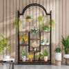 5-Tier Tall Indoor Plant Stand, 74.8'' Arched Metal Flower Shelf with Hanging Hooks, Large Bonsai Pots Display Rack for Indoor, Balcony, Living Room - Image 8
