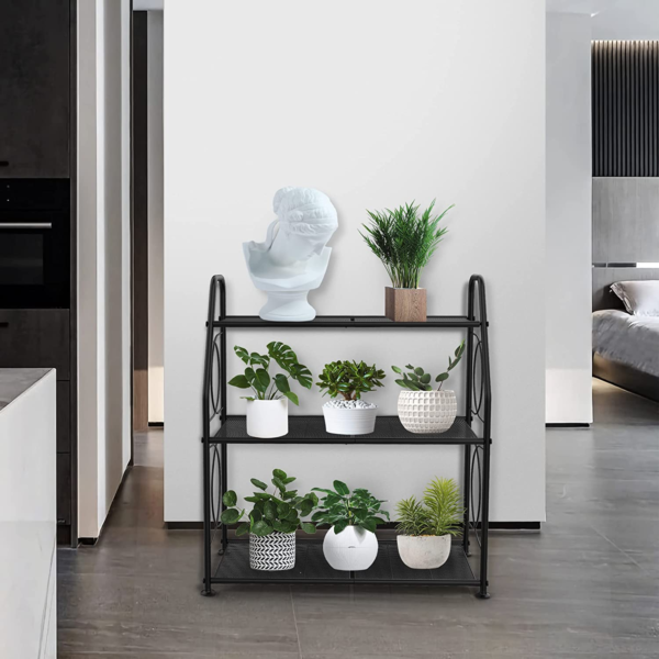Plant Stand, 3 Tier Plant Shelf for Indoor Outdoor, Heavy Duty Metal Outdoor Plant Stand Holder Rack for Living Room Balcony and Garden, Black - Image 5