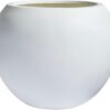 Signature Mount Sherman 1-Piece Fiberstone Planter for Indoor/Outdoor, White, 10" H X 13" Dia (8" Opening) - Small