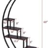 5 Tier Metal Plant Stand Creative Half Moon Shape Ladder Flower Pot Stand Rack for Home Patio Lawn Garden Balcony Holder Black (1 Pack) - Image 5