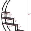 5 Tier Metal Plant Stand Creative Half Moon Shape Ladder Flower Pot Stand Rack for Home Patio Lawn Garden Balcony Holder Black (2 Pack) - Image 3