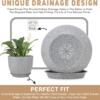 Plant Pots 12 10 9 Inch Set of 3, Flower Pots with Multi Mesh Drainage Holes, Large Planters for Indoor Outdoor Garden Plants and Flowers (Gray) - Image 3