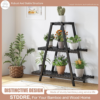 Plant Stand for Indoor Outdoor Tiered Plant Shelf 3 Tier 8 Potted Bamboo Flower Holder Ladder Rack for Multiple Triangle Table Plant Pot Stand (Black 3-Tier) - Image 2