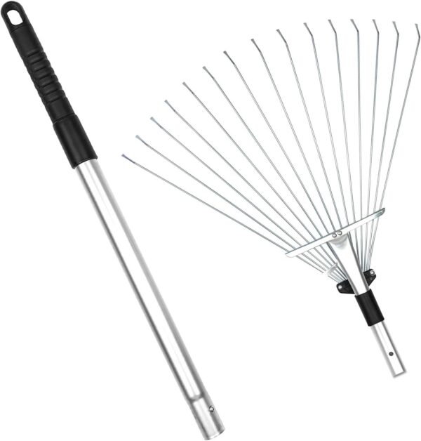 Adjustable Garden Leaf Rake - 24 to 63 Inch Telescopic Metal Rake, Expandable Folding Leaves Rake for Lawn Yard, Flowers Beds and Roof - Image 6