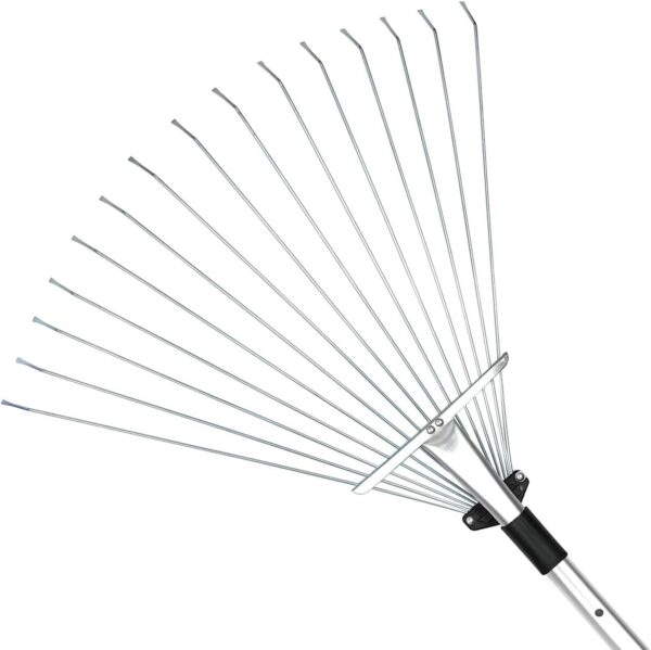 Adjustable Garden Leaf Rake - 24 to 63 Inch Telescopic Metal Rake, Expandable Folding Leaves Rake for Lawn Yard, Flowers Beds and Roof - Image 5