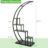 5 Tier Metal Plant Stand Indoor, Tall Half Moon Plant Stands, Heart Shape Flower Pot Shelves for Planter Display with 3 “S” Hooks, Best for Home Garden Balcony Patio( 1 Pack, Black) - Image 6