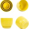 Yellow Ceramic Flower Pots with Saucers, Modern round Ceramic Succulent Plant Pots with Honeycomb Inspired Texture Design, Small to Medium Sized, Set of 3 - Image 9