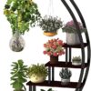 5 Tier Metal Plant Stand Creative Half Moon Shape Ladder Flower Pot Stand Rack for Home Patio Lawn Garden Balcony Holder Black (1 Pack) - Image 2