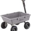 800 Pound Capacity Heavy Duty Poly Yard Garden Steel Dump Utility Wheelbarrow Wagon Cart with 2 in 1 Towing ATV Handle, Gray - Image 9