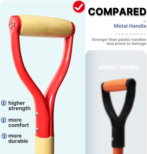 Spade Shovel,Transplanting Spade，Drain Spade,Spade Shovels for Digging,Sharp Shooter Shovel or Spade,45Inch,Stell D-Grip,Wooden Handle - Image 2