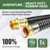 Heavy Duty Garden Hose 5/8 Inch X 75Ft, Premium Rubber Water Hose,Kink Resistant,Brass Fitting,Commercial Grade Hose with 10 Function Sprayer,Burst Pressure 450 PSI - Image 3