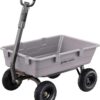 800 Pound Capacity Heavy Duty Poly Yard Garden Steel Dump Utility Wheelbarrow Wagon Cart with 2 in 1 Towing ATV Handle, Gray