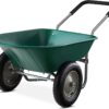 Dual-Wheel Home Utility Yard Wheelbarrow Garden Cart W/Built-In Stand for Lawn, Gardening, Grass, Soil, Bricks, and Construction, Green