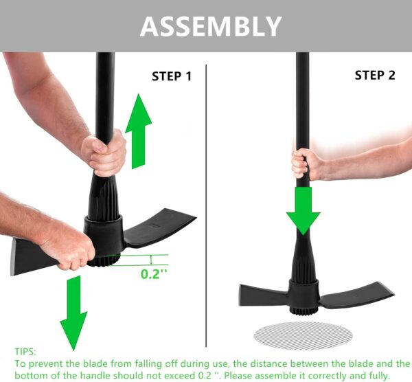 Garden Pick Cutter Mattock, 36" Heavy Duty Pick Axe with Forged Heat Treated Steel Blades Hoe for Weeding, Prying and Chopping, Digging Tool with Fiberglass Handle (5Lb-With 36" Fiberglass Handle) - Image 5