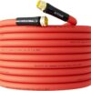 Hot/Cold Water Hose 5/8" X 50 Ft,Heavy Duty Red Garden Hose -50℉ to 190℉,Flexible & Lightweight Rubber Hoses with 3/4" Brass Fittings for Yard,Outdoor,Farm