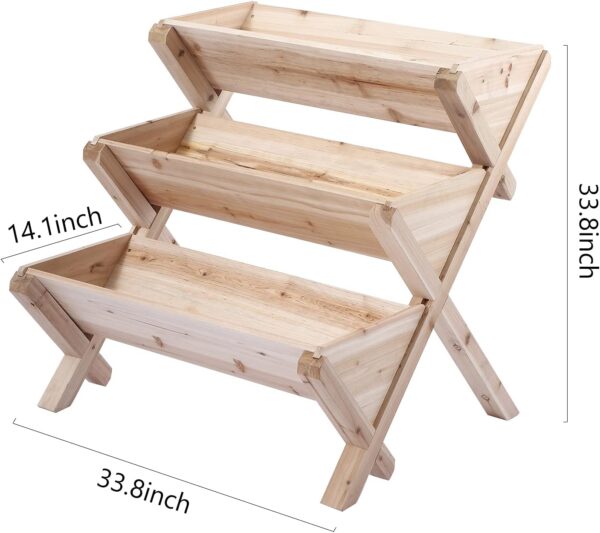 3 Tiers Wooden Vertical Raised Garden Bed with Legs,Planter Raised Beds Kit for Flowers Herbs Vegetables, Natural - Image 9