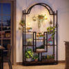 5-Tier Tall Indoor Plant Stand, 74.8'' Arched Metal Flower Shelf with Hanging Hooks, Large Bonsai Pots Display Rack for Indoor, Balcony, Living Room - Image 3