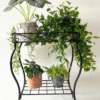 2 Tier 18.7'' Tall Rectangular Metal Plant Stand Rack for Small Pot Plants,Black