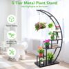 5 Tier Metal Plant Stand Indoor, Tall Half Moon Plant Stands, Heart Shape Flower Pot Shelves for Planter Display with 3 “S” Hooks, Best for Home Garden Balcony Patio( 1 Pack, Black) - Image 4