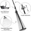 Garden Leaf Rake 64 Inch Adjustable Folding Leaves Rake Tools Metal Rake with Expandable Head from 7-22 Inch Expanding 15 Tines Shrub Rake to Collect Leaf & Poop among Lawn and Yards 1 Pack - Image 2