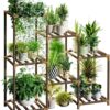 Plant Stand Indoor Plant Shelf Outdoor Wood Tiered Plant Rack for Multiple Plants 3 Tiers Ladder Plant Holder for 7 Plant Pots Boho Home Decor for Gardening Gifts