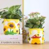 Colorful Bees and Sunflowers Plant Pots, Cute Unique Succulent Planters with Drainage, Rainbow Small Mushrooms Flower Planters Pots for Indoor Plants, Funny Eclectic Home Decor - Image 4