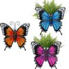 Set of 3 Butterfly Wall Hanging Planter Decor Art, Metal Wall Mounted Planters Garden Yard Decorative Flower Pot Indoor Outdoor Wall Planter Succulent Plant Container