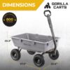 800 Pound Capacity Heavy Duty Poly Yard Garden Steel Dump Utility Wheelbarrow Wagon Cart with 2 in 1 Towing ATV Handle, Gray - Image 3