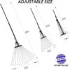 Garden Leaf Rake 64 Inch Adjustable Folding Leaves Rake Tools Metal Rake with Expandable Head from 7-22 Inch Expanding 15 Tines Shrub Rake to Collect Leaf & Poop among Lawn and Yards 1 Pack - Image 3