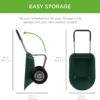 Dual-Wheel Home Utility Yard Wheelbarrow Garden Cart W/Built-In Stand for Lawn, Gardening, Grass, Soil, Bricks, and Construction, Green - Image 5