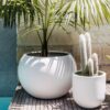 Signature Mount Sherman 1-Piece Fiberstone Planter for Indoor/Outdoor, White, 10" H X 13" Dia (8" Opening) - Small - Image 7
