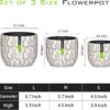 Plant Pots Indoor 6.7/5.7/4.5 Inch 3D Carved Design Flower Pot, Handmade in Polyethylene Material, White - Image 2