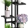 Plant Stand for Indoor Corner Tall 6 Potted Flower Bamboo Shelf Plants for Outdoor Plant Holder Display Rack for Living Room Balcony Bedroom(Black)