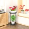 Plant Stand Indoor Outdoor - Metal Planter Holder Shelf Tall Tiered Flower Pot Display Organizer Rack for Garden, Patio, Living Room, Bathroom, Office (Black) - Image 6