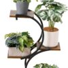 Plant Stand Indoor 4-Tier Wrought Iron Green Plant Stand Use Office Home Décor, Wood(S Style) - Image 8