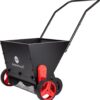 Lawn Drop Spreader, Compost Spreader, Peat Moss Spreader Push-Type Fertilizer Drop Spreaders with Rotate Blades, Push Garden Seeder with Adjustable Drop Rate Metal Mesh Basket for Lawn Feed