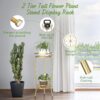 2 Tier Plant Stand Indoor Outdoor，26.5" Tall Metal Plant Holder Waterproof Heavy Duty Rustproof Planter Flower Plant Shelf Display for Home Decor Clearance Living Room Garden Patio Balcony Office - Image 2