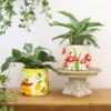 Colorful Bees and Sunflowers Plant Pots, Cute Unique Succulent Planters with Drainage, Rainbow Small Mushrooms Flower Planters Pots for Indoor Plants, Funny Eclectic Home Decor - Image 5