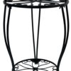 19.3Inch Tall Metal Plant Stand, 2 Tier Potted Plant Shelf for Indoor Outdoor, Flower Pot Holder for Corner Living Room Patio Balcony Garden, Kitchen and Bathroom Display Rack,Black