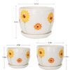 Plant Pots,Set of 3 Ceramic Flower Pots for Indoor Plants,4+5+6 Inch Planter with Drainage Hole Saucer,Garden Pots Catus Planters (Sunflower Set of 3) - Image 3