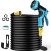 50 Ft Expandable Garden Hose with 10 Functions Spray Nozzle, Water Hose with 50 Layers Nano Rubber, 3/4" Solid Brass Connector, Flexible Leakproof Lightweight Hose Expanding Water Pipe for Car Washing