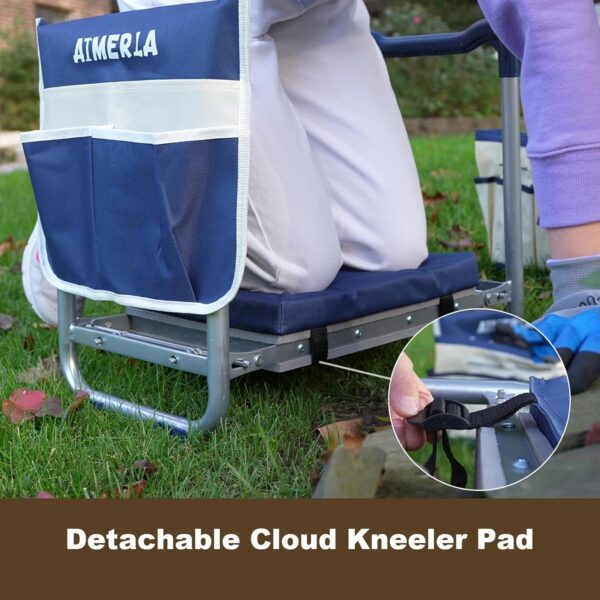 K5 Foldable Garden Kneeler Seat Heavy Duty (Detachable Cloud Kneeler Pad) Durable Garden Stool - 2 Large Capacity Garden Tool Bags with Pockets - Portable Garden Bench for Indoor and Outdoor - Image 6
