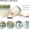 6 Inch + 5 Inch Ceramic Planter with Drainage Hole and Saucer for Plants, Indoor-Outdoor round Succulent Orchid Garden Flower Pot - Set of 2 - Image 3