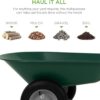 Dual-Wheel Home Utility Yard Wheelbarrow Garden Cart W/Built-In Stand for Lawn, Gardening, Grass, Soil, Bricks, and Construction, Green - Image 2
