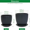 Set of 2 Stoneware Planter Pot, Ceramic Pot with Drainage Hole and Saucers, 4.5 Inch 5.8 Inch, Charcoal Grey, 99-D-CG - Image 3